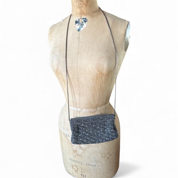 Vintage Jerome’s Black Gray Beaded Clutch Art Deco Evening Bag Formal 20" Chain - Picture 3 of 8